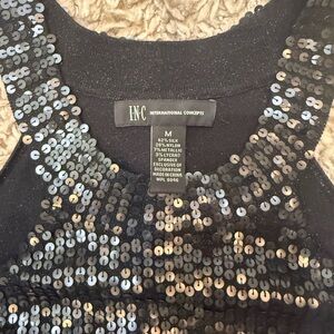 INC International Concepts Black and Silver Sequin Top